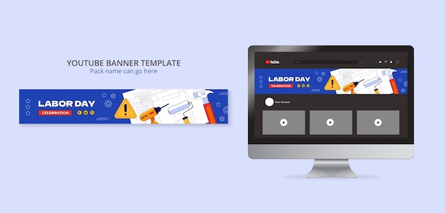 Labor day youtube channel art template design