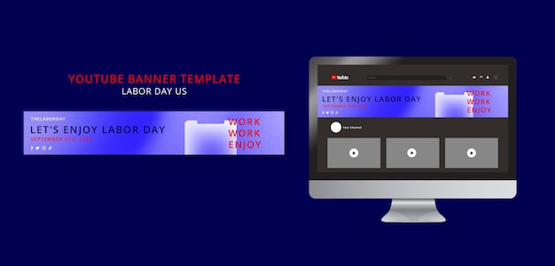 Labor day youtube channel art template design