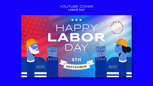 Free PSD labor day youtube cover template design