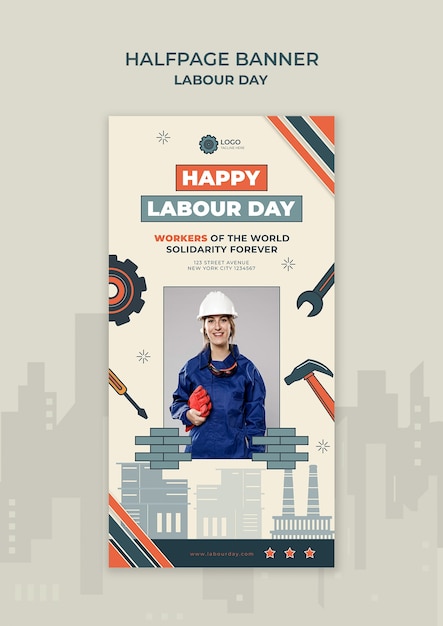 PSD gratuito modello di banner per la celebrazione della festa del lavoro