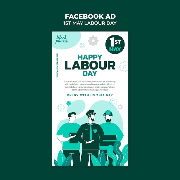 PSD gratuito template di facebook per la celebrazione della festa del lavoro