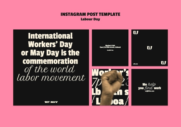 PSD gratuito post di instagram per la celebrazione della festa del lavoro