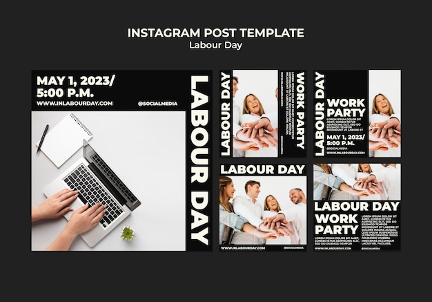 無料PSD 労働者の日のお祝いのinstagramの投稿