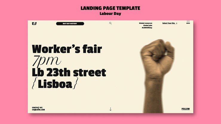 Free PSD labour day celebration landing page template
