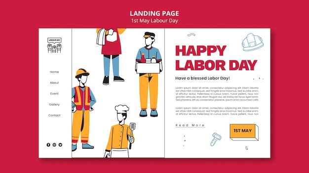 Modello di landing page per la festa del lavoro