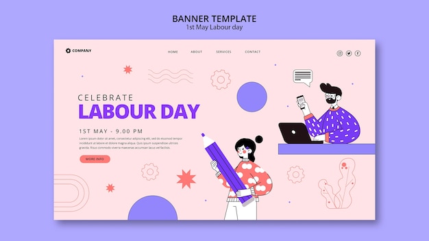 Free PSD labour day celebration landing page template