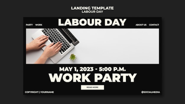 PSD gratuito modello di landing page per la festa del lavoro