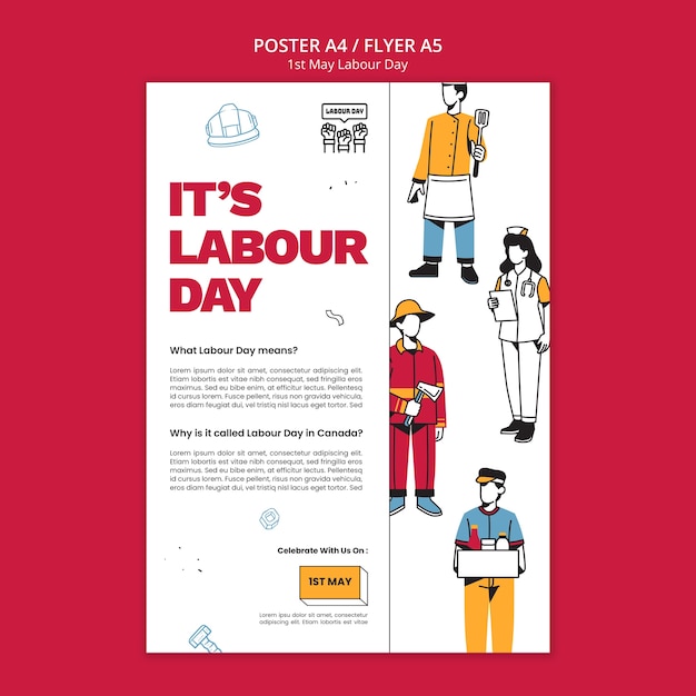 Free PSD labour day celebration poster template