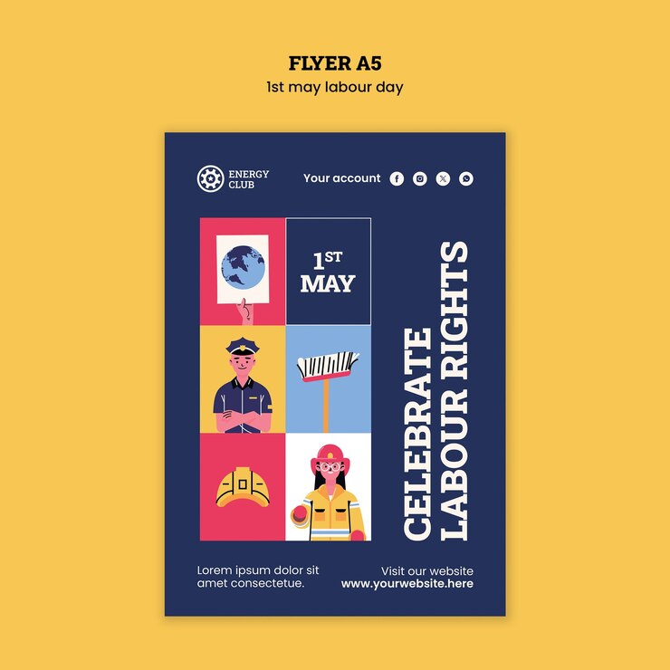 Free PSD labour day celebration  poster template