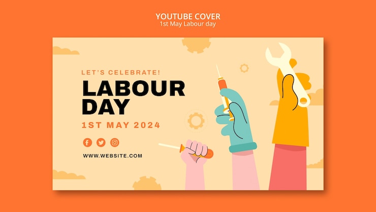ฟรี PSD labour day design template