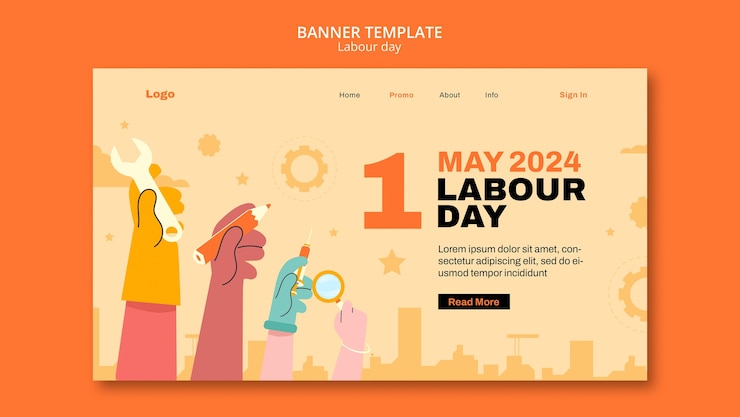 ฟรี PSD labour day design template