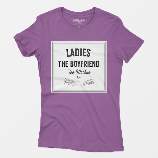 Ladies the Boyfriend Tee Mockup 02: Free PSD Template for Apparel Mockup