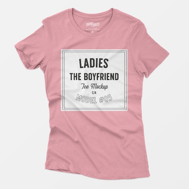 Ladies the Boyfriend Tee Mockup 05: A Free PSD Template for Fashionable Apparel