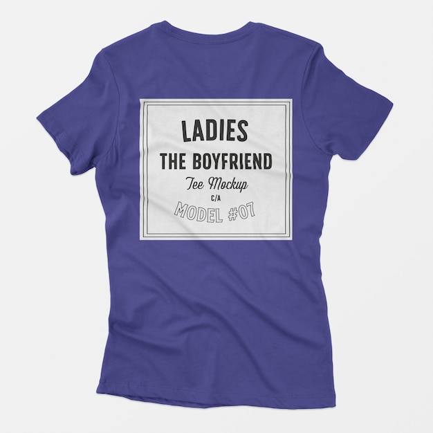 Free PSD ladies the boyfriend tee mockup