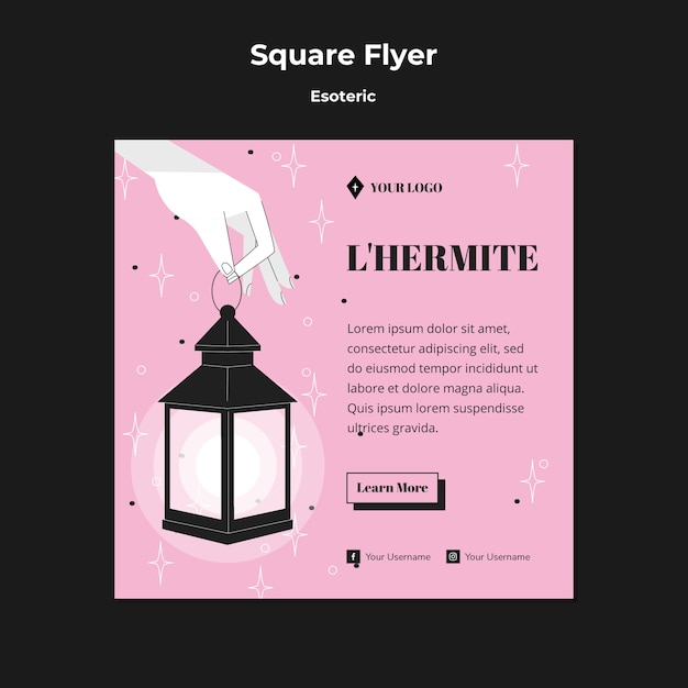 Free PSD lamp shining in the night square flyer