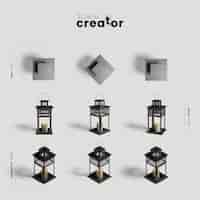 Free PSD lamp with candle variety of angles halloween scene creator