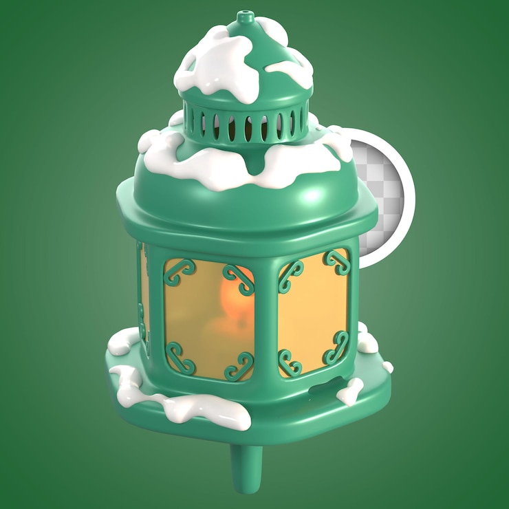मुफ़्त PSD lamp with snow 3d illustration