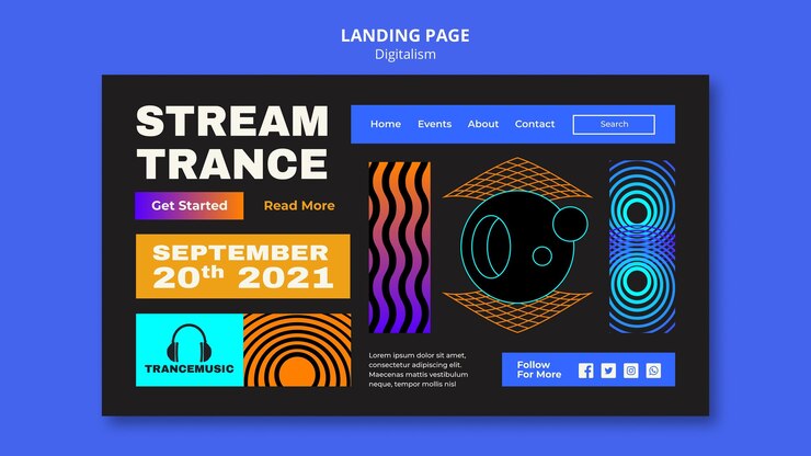 Free PSD landing page for 2021 trance music fest