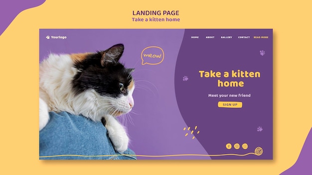 Free PSD landing page adopt a kitten template