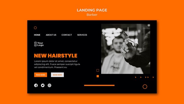 เทมเพลต Landing page ร้านตัดผม