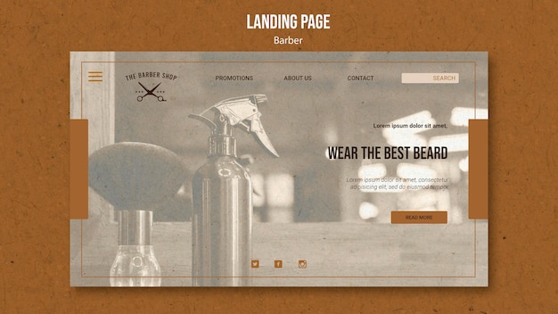 Free PSD landing page for barber shop