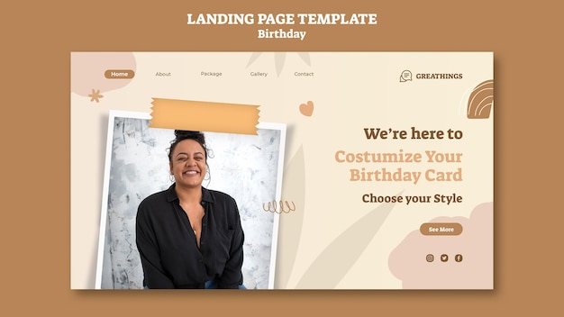 Free PSD landing page for birthday celebration