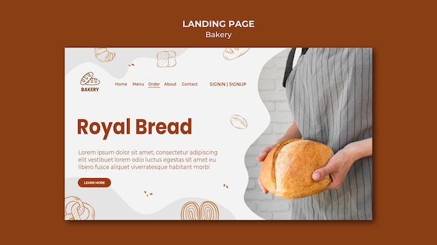 Free PSD landing page for bread baking shop