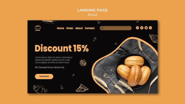 Free PSD landing page bread store template