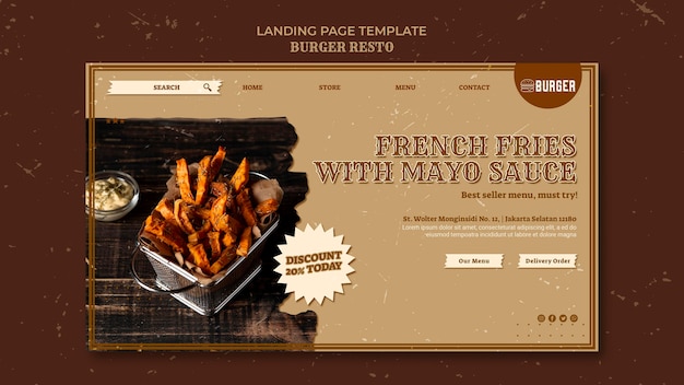 Free PSD landing page for burger restaurant