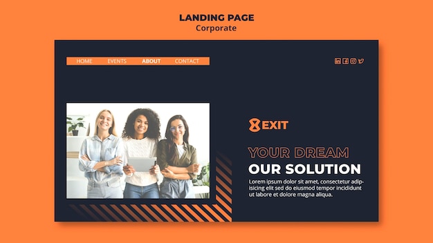 Free PSD landing page for business corporation