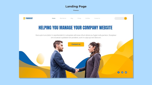 Landing page for business and finance seminar