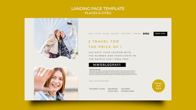 Free PSD landing page for cities and places traveling