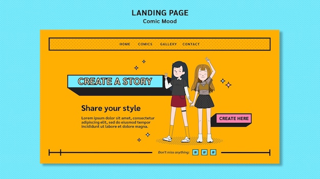 Landing page comic design template