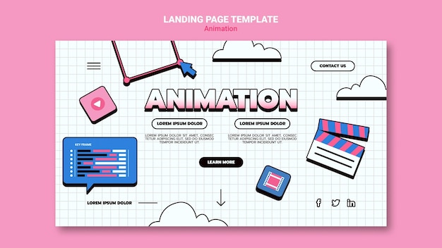 Free PSD landing page for computer animation