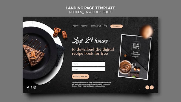 Free PSD landing page cook book template