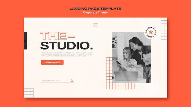 Landing page for corporate studio