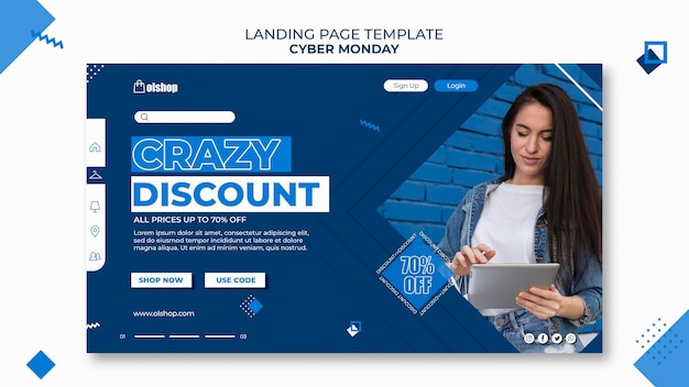 Free PSD landing page cyber monday template