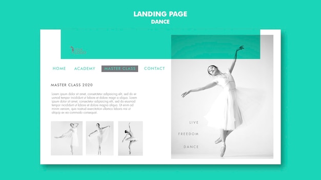 Landing page dance academy template