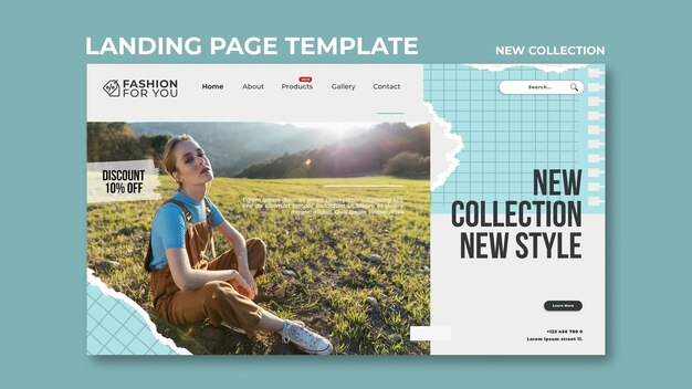 landing page for fashion collection with woman in nature