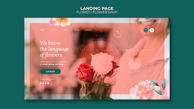 Free PSD landing page for flower shop business