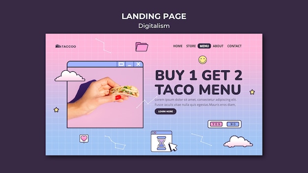 無料PSD メキシコ料理レストランのランディングページ
