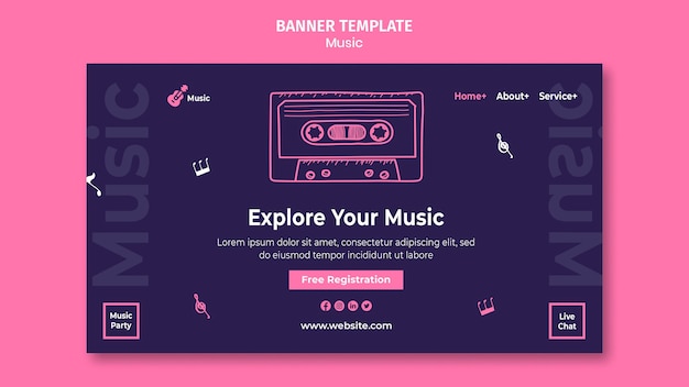 無料PSD 音楽パーティーのランディングページ