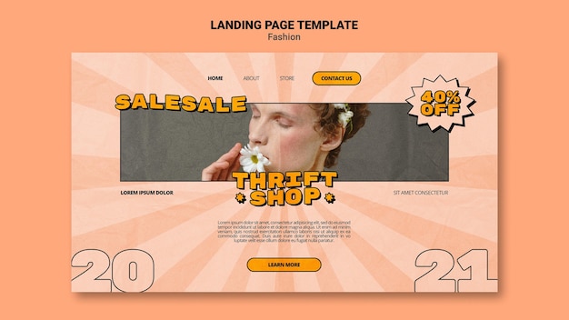 無料PSD リサイクルショップファッションセールのランディングページ