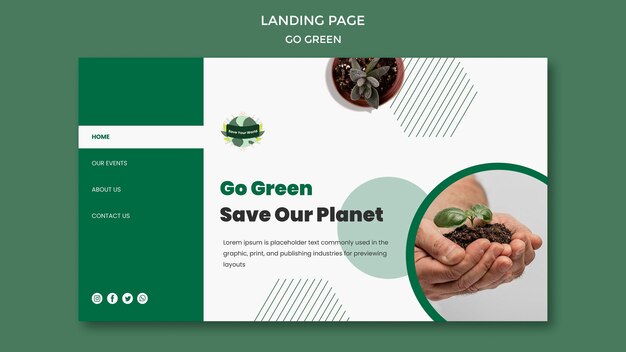 Landing page for going green and eco-friendly
