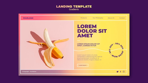 Free PSD landing page gradient design template