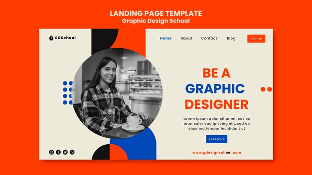 Landing page for graphic design school