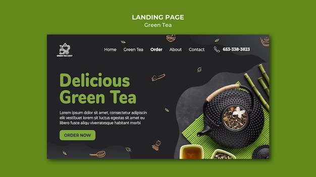 Free PSD landing page green tea template