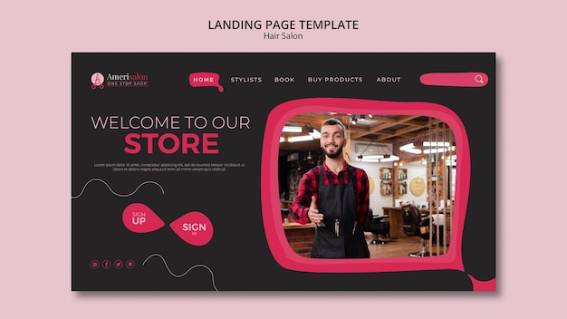 Free PSD landing page for hair salon