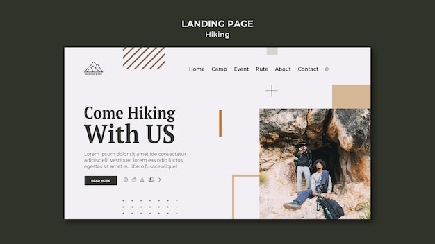 landing page for hiking in nature