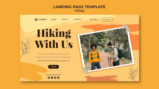 Free PSD landing page for hiking